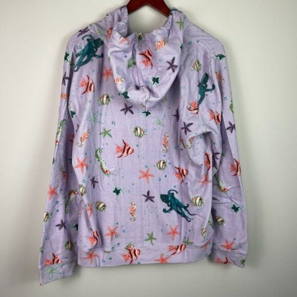 Hill House The Allie Zip Up Hoodie Cotton Jacket Sea Creatures Terry Purple M - Picture 3 of 9